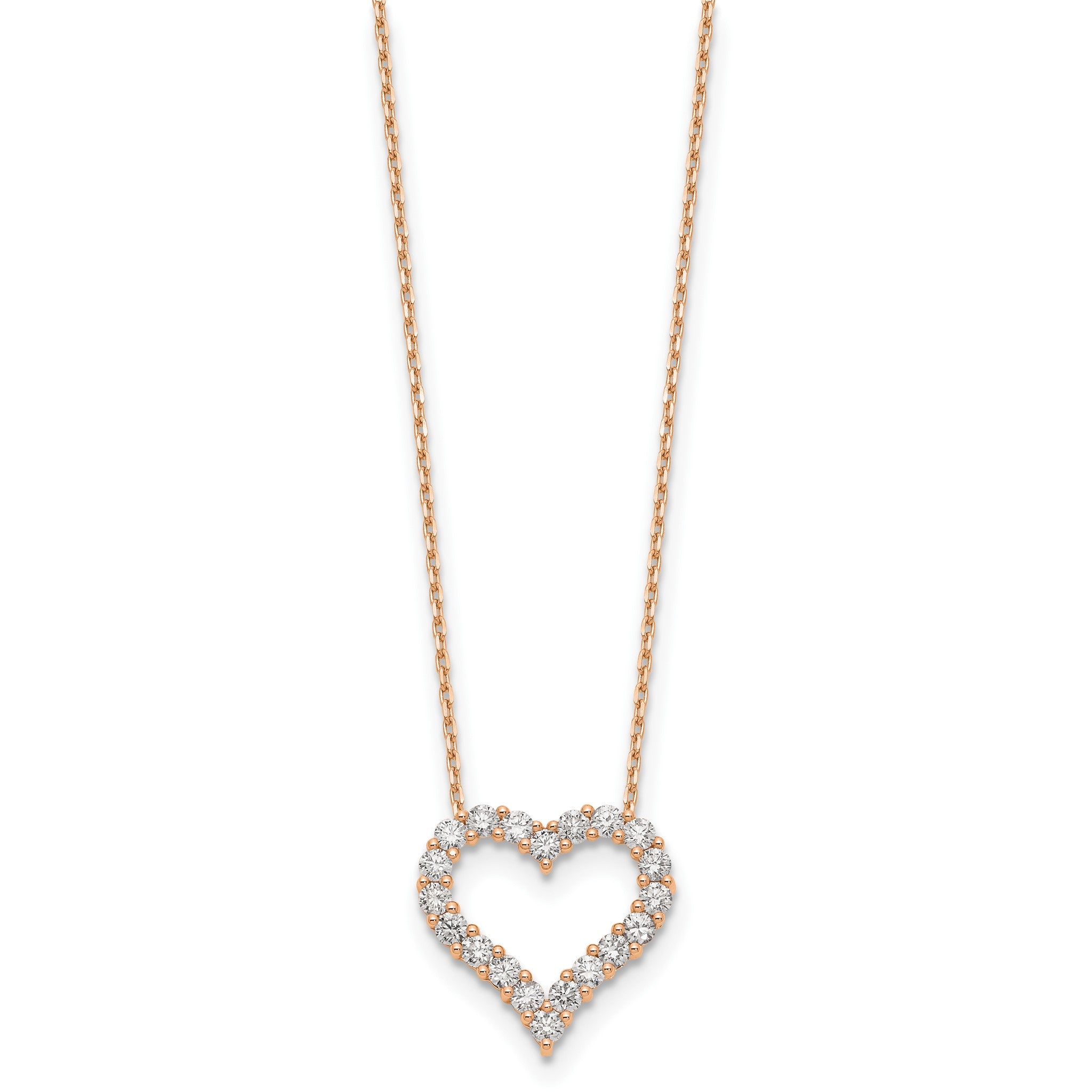 Lab-Grown Diamond Open Heart Necklace in 14K Rose Gold (1 1/2 ct. tw.), 18 Inch Secondary image