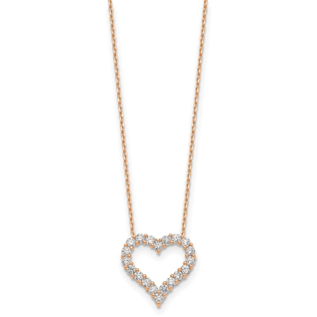 Lab-Grown Diamond Open Heart Necklace in 14K Rose Gold (1 1/2 ct. tw.), 18 Inch - Sophia Jewelers
