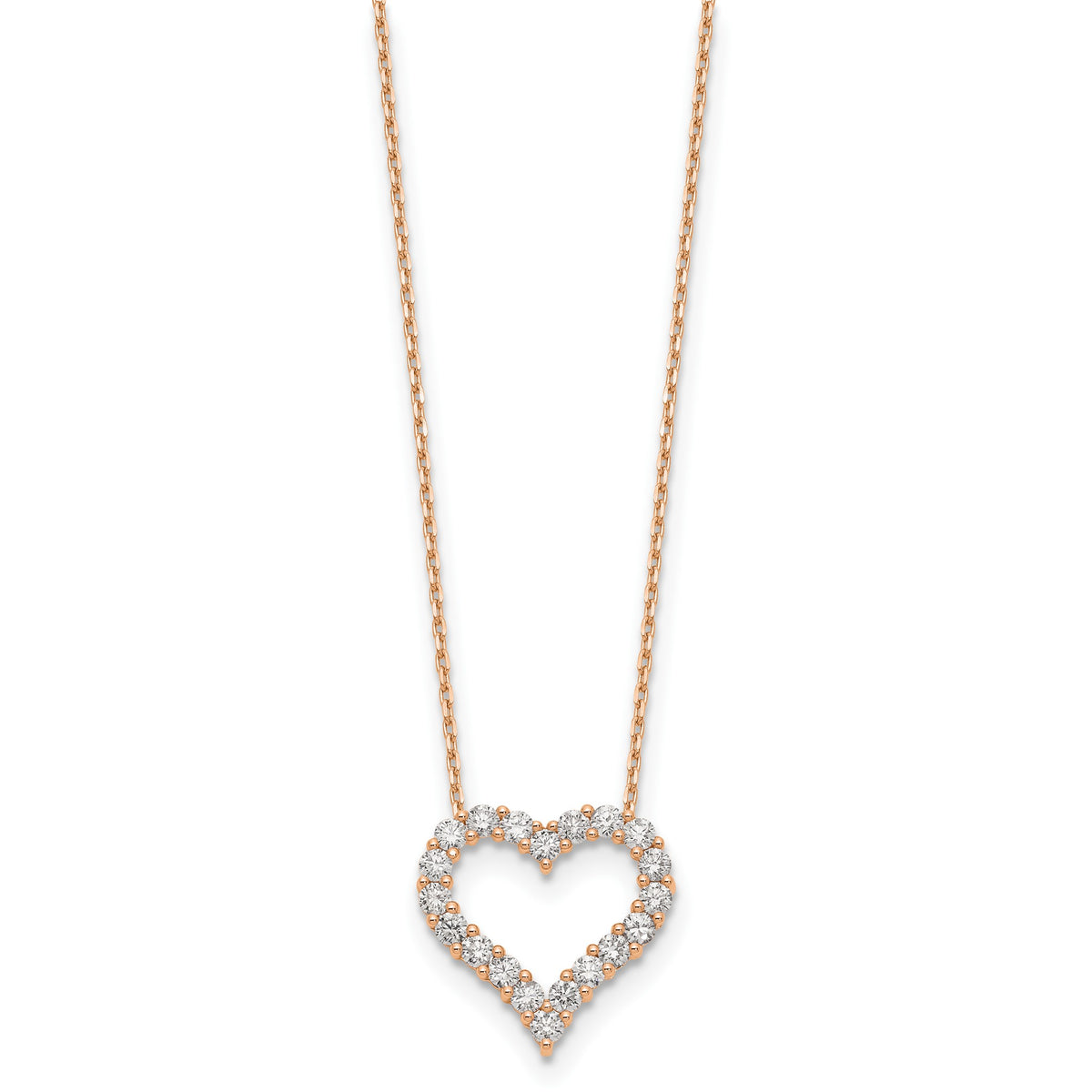 Lab-Grown Diamond Open Heart Necklace in 14K Rose Gold (1 1/2 ct. tw.), 18 Inch - Sophia Jewelers