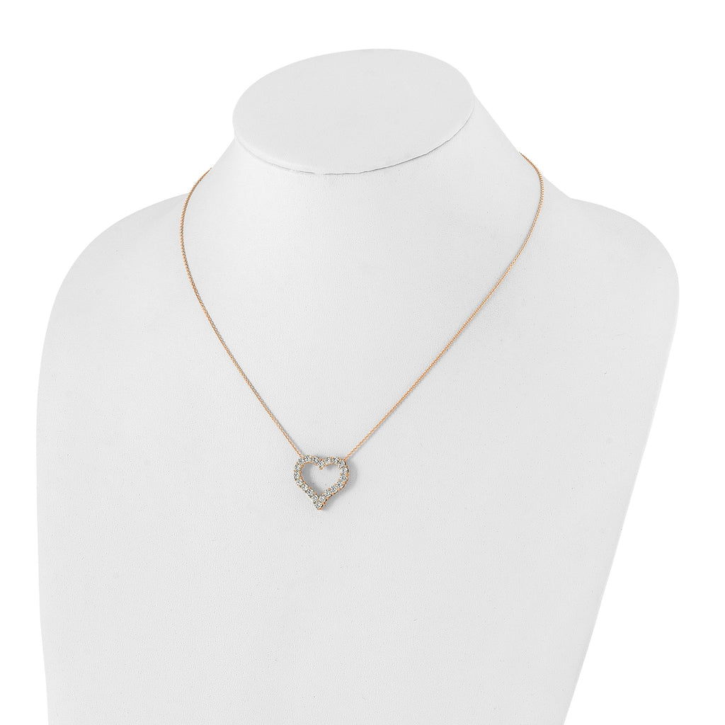 Lab-Grown Diamond Open Heart Necklace in 14K Rose Gold (1 1/2 ct. tw.), 18 Inch - Sophia Jewelers