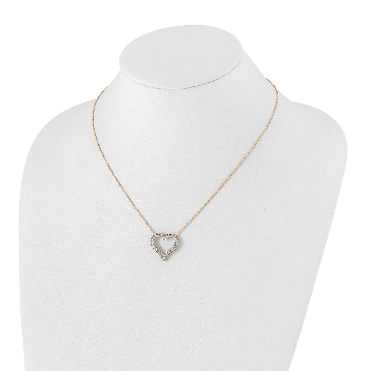 Lab-Grown Diamond Open Heart Necklace in 14K Rose Gold (1 1/2 ct. tw.), 18 Inch - Sophia Jewelers