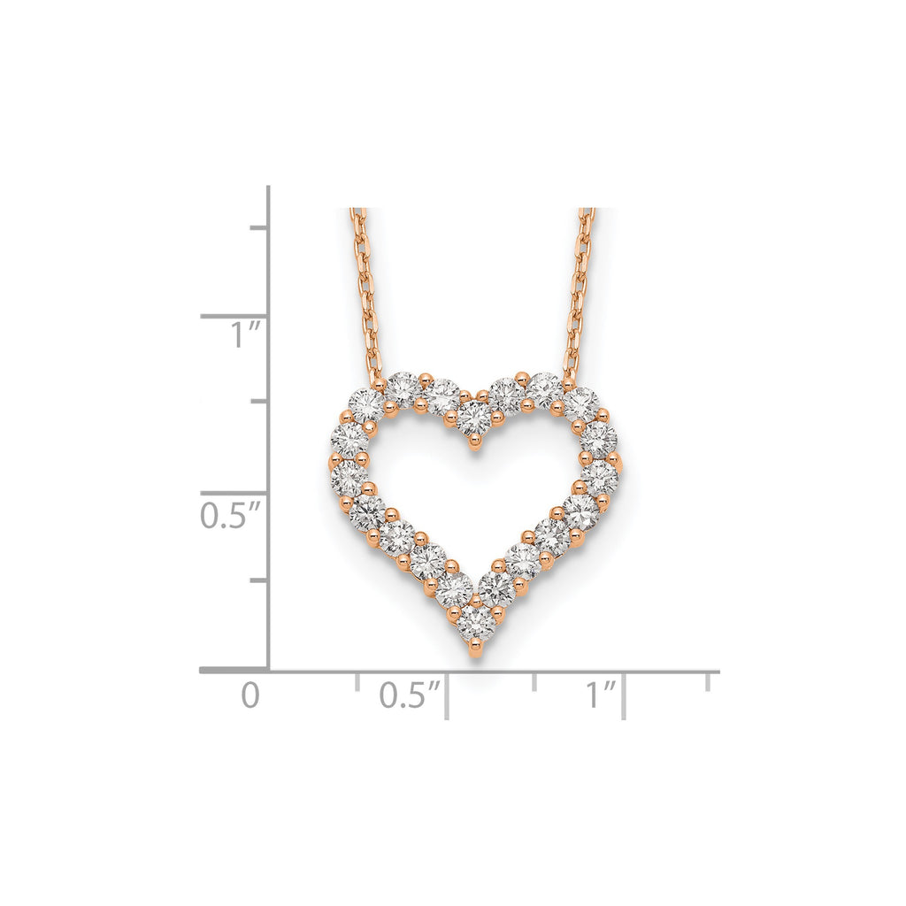 Lab-Grown Diamond Open Heart Necklace in 14K Rose Gold (1 1/2 ct. tw.), 18 Inch - Sophia Jewelers