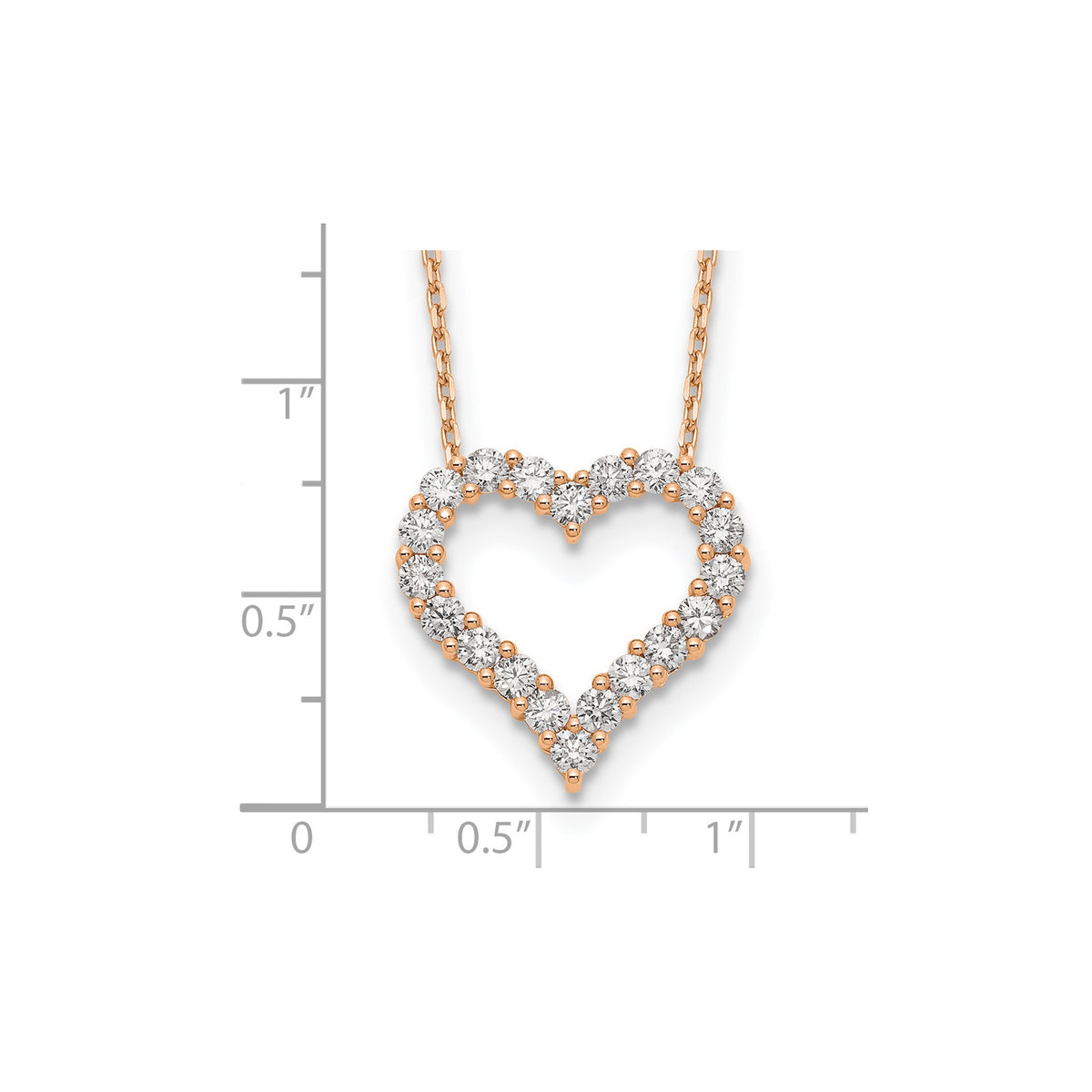 Lab-Grown Diamond Open Heart Necklace in 14K Rose Gold (1 1/2 ct. tw.), 18 Inch - Sophia Jewelers
