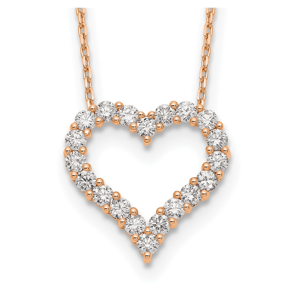 Lab-Grown Diamond Open Heart Necklace in 14K Rose Gold (1 1/2 ct. tw.), 18 Inch - Sophia Jewelers