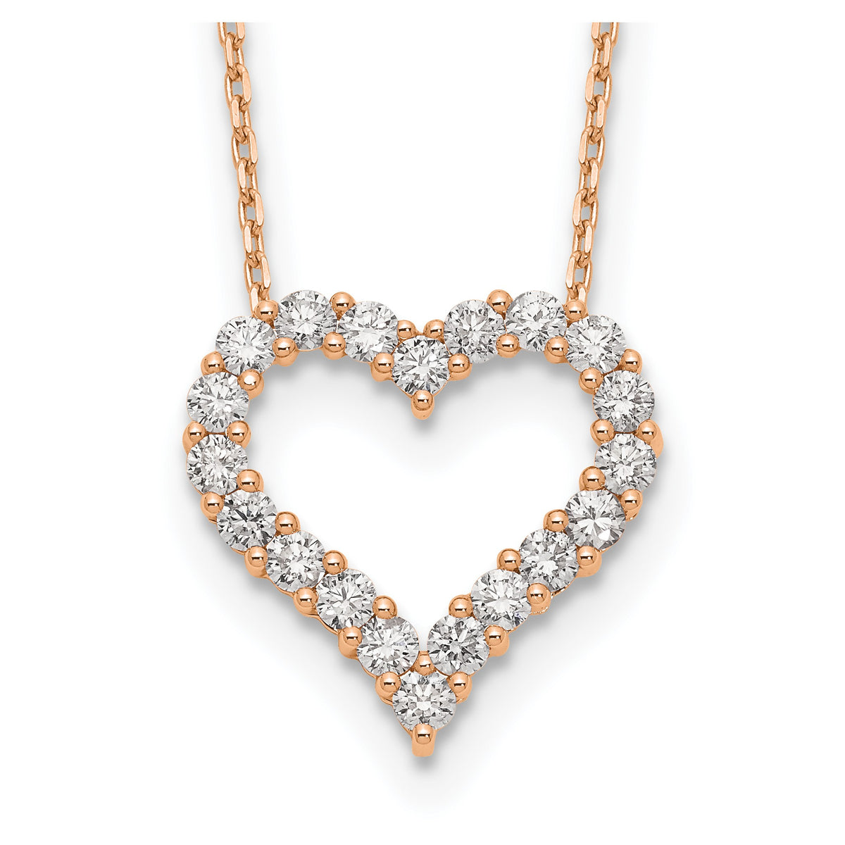 Lab-Grown Diamond Open Heart Necklace in 14K Rose Gold (1 1/2 ct. tw.), 18 Inch - Sophia Jewelers
