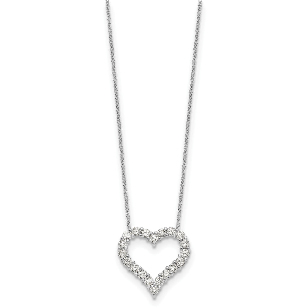 Lab-Grown Diamond Open Heart Necklace in 14K White Gold (1 1/2 ct. tw.), 18 Inch - Sophia Jewelers