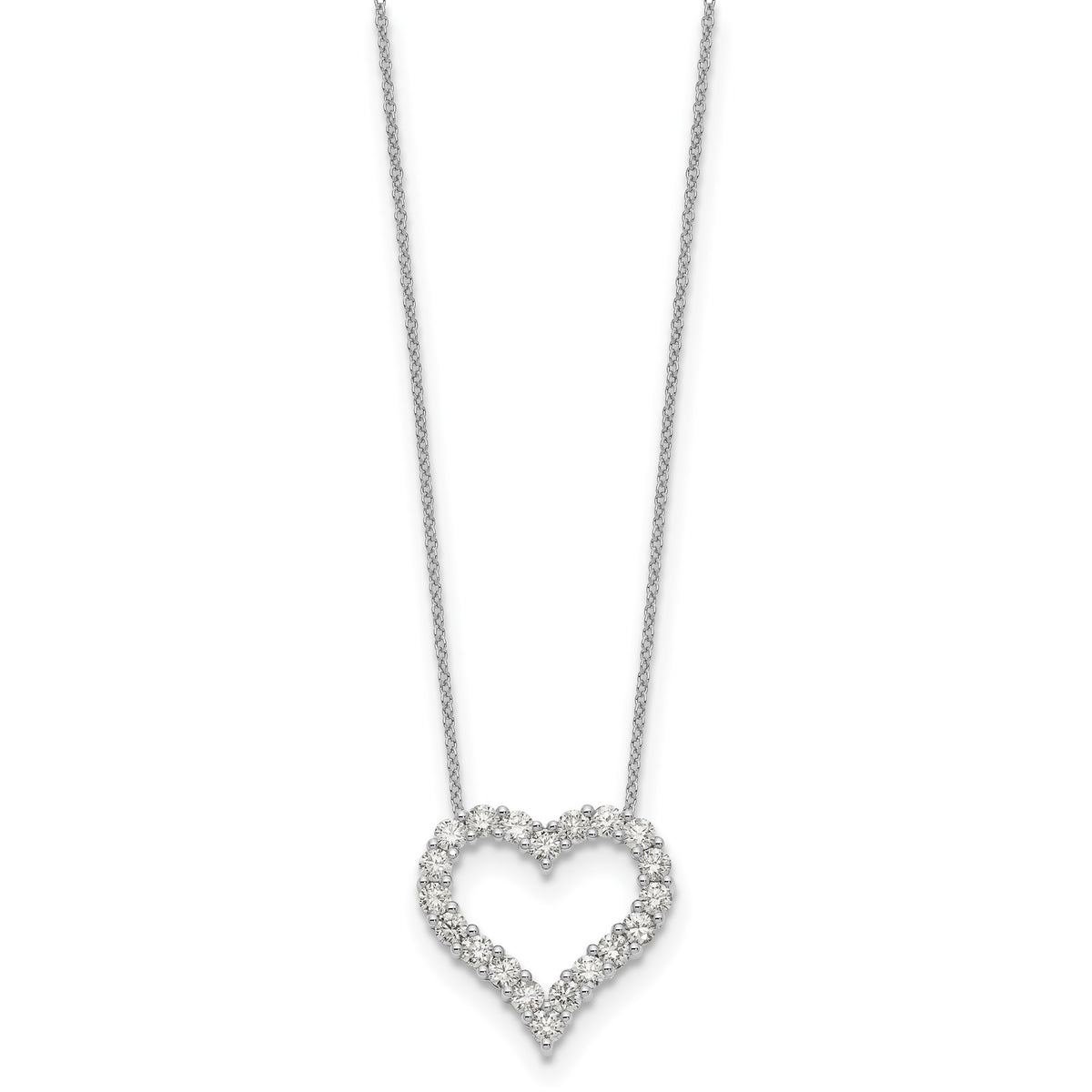 Lab-Grown Diamond Open Heart Necklace in 14K White Gold (1 1/2 ct. tw.), 18 Inch - Sophia Jewelers