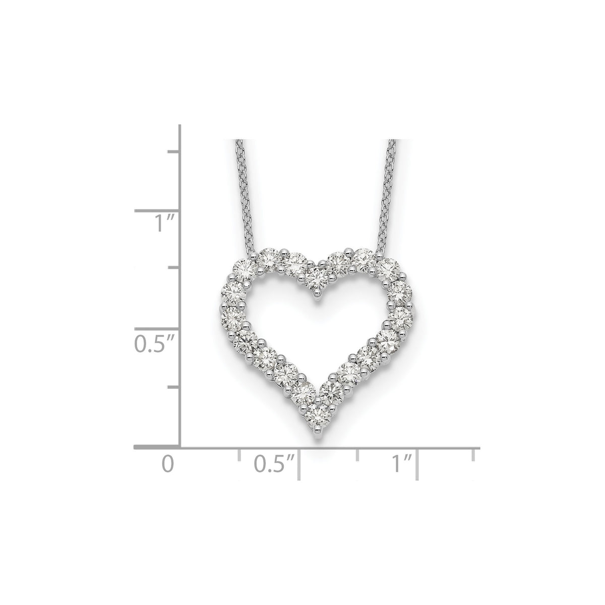 Lab-Grown Diamond Open Heart Necklace in 14K White Gold (1 1/2 ct. tw.), 18 Inch - Sophia Jewelers