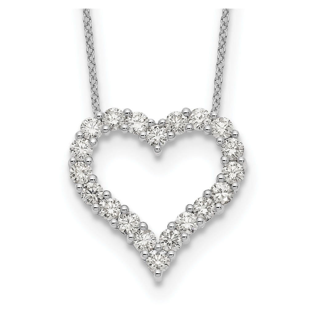 Lab-Grown Diamond Open Heart Necklace in 14K White Gold (1 1/2 ct. tw.), 18 Inch - Sophia Jewelers