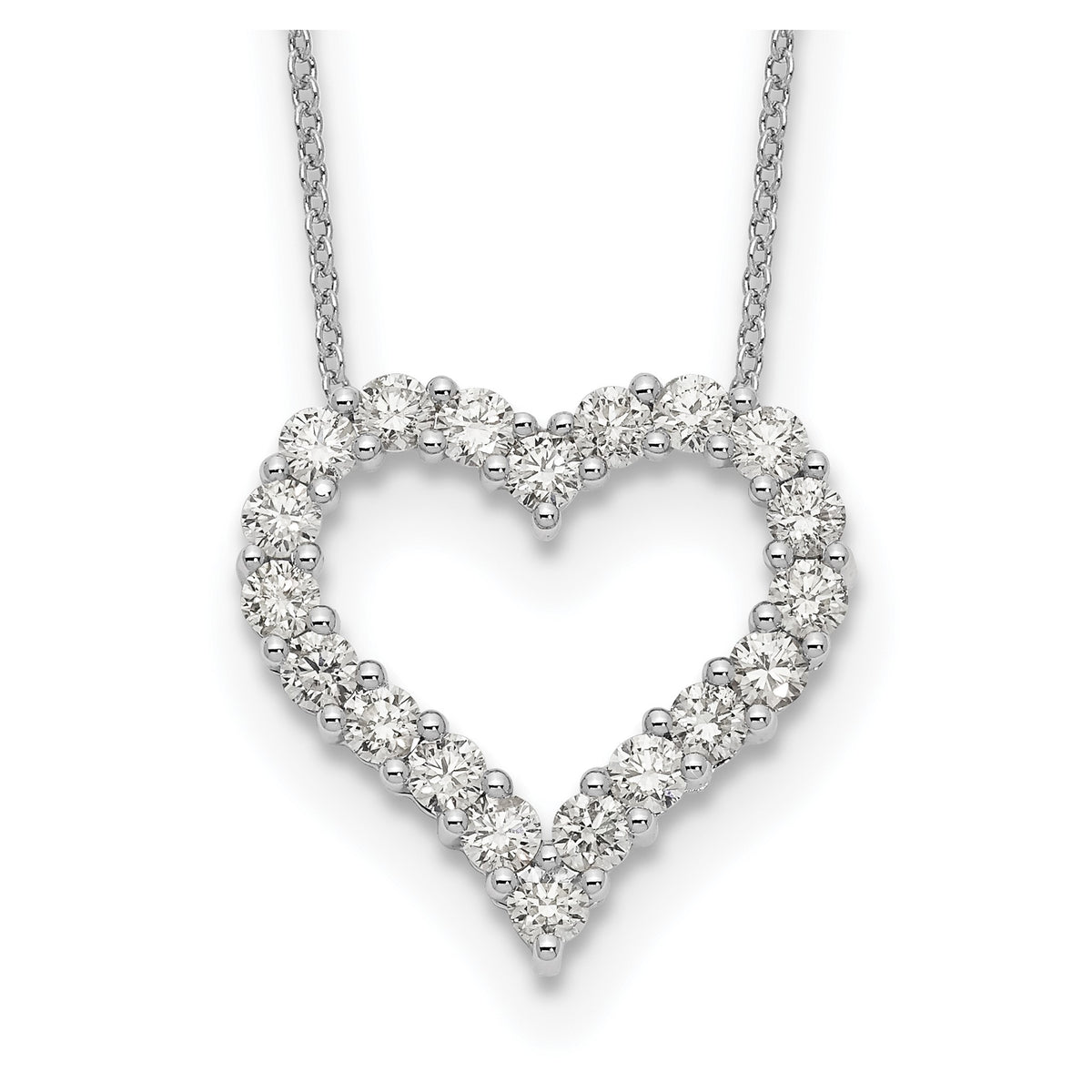 Lab-Grown Diamond Open Heart Necklace in 14K White Gold (1 1/2 ct. tw.), 18 Inch - Sophia Jewelers