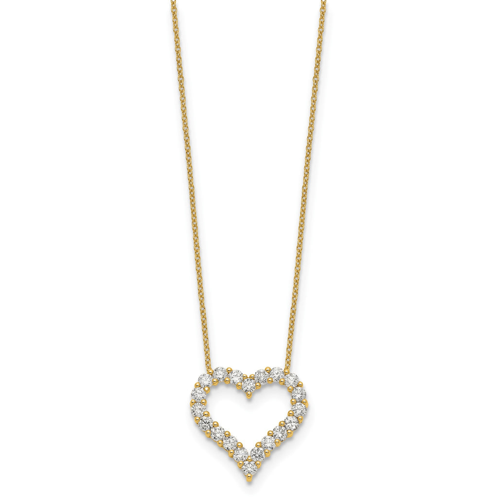 Lab-Grown Diamond Open Heart Necklace in 14K Yellow Gold (1 1/2 ct. tw.), 18 Inch - Sophia Jewelers