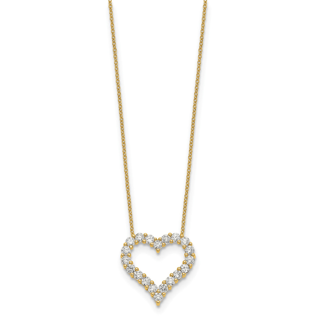 Lab-Grown Diamond Open Heart Necklace in 14K Yellow Gold (1 1/2 ct. tw.), 18 Inch - Sophia Jewelers