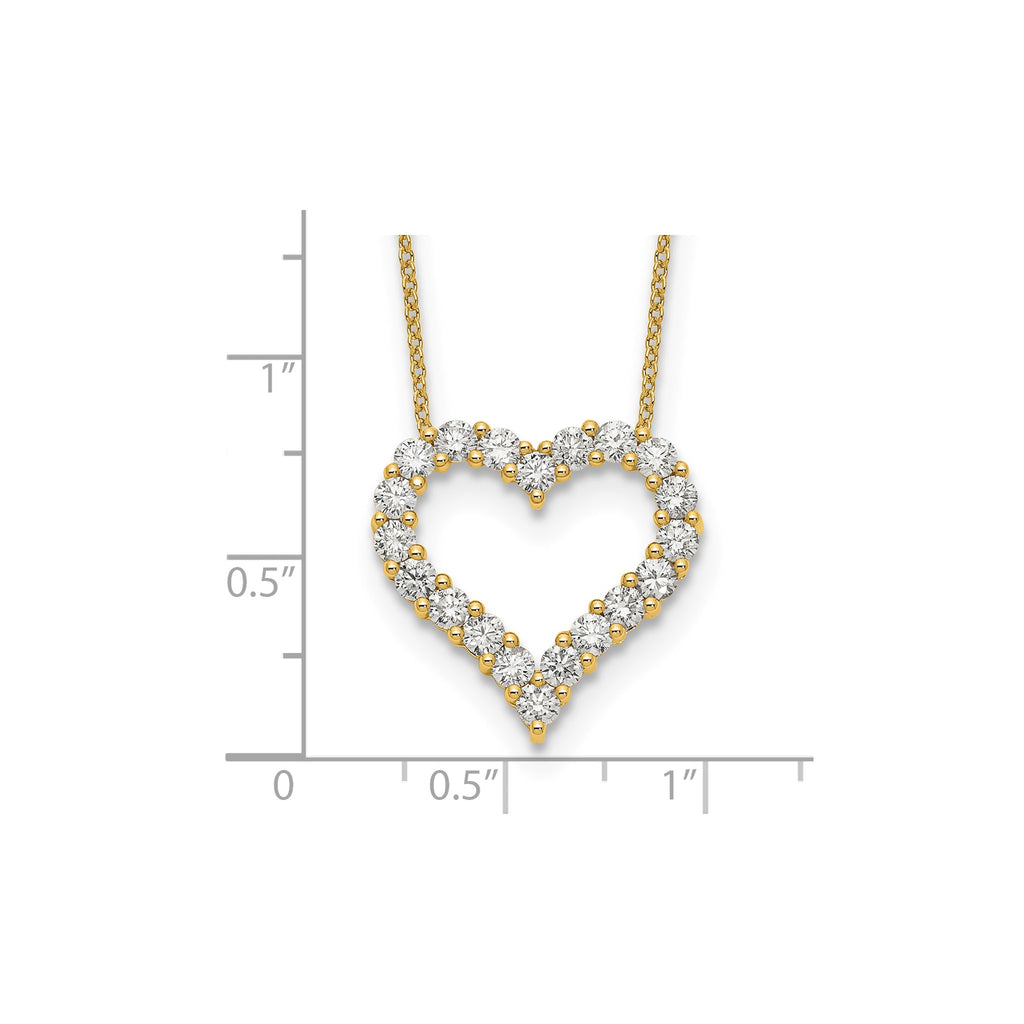 Lab-Grown Diamond Open Heart Necklace in 14K Yellow Gold (1 1/2 ct. tw.), 18 Inch - Sophia Jewelers