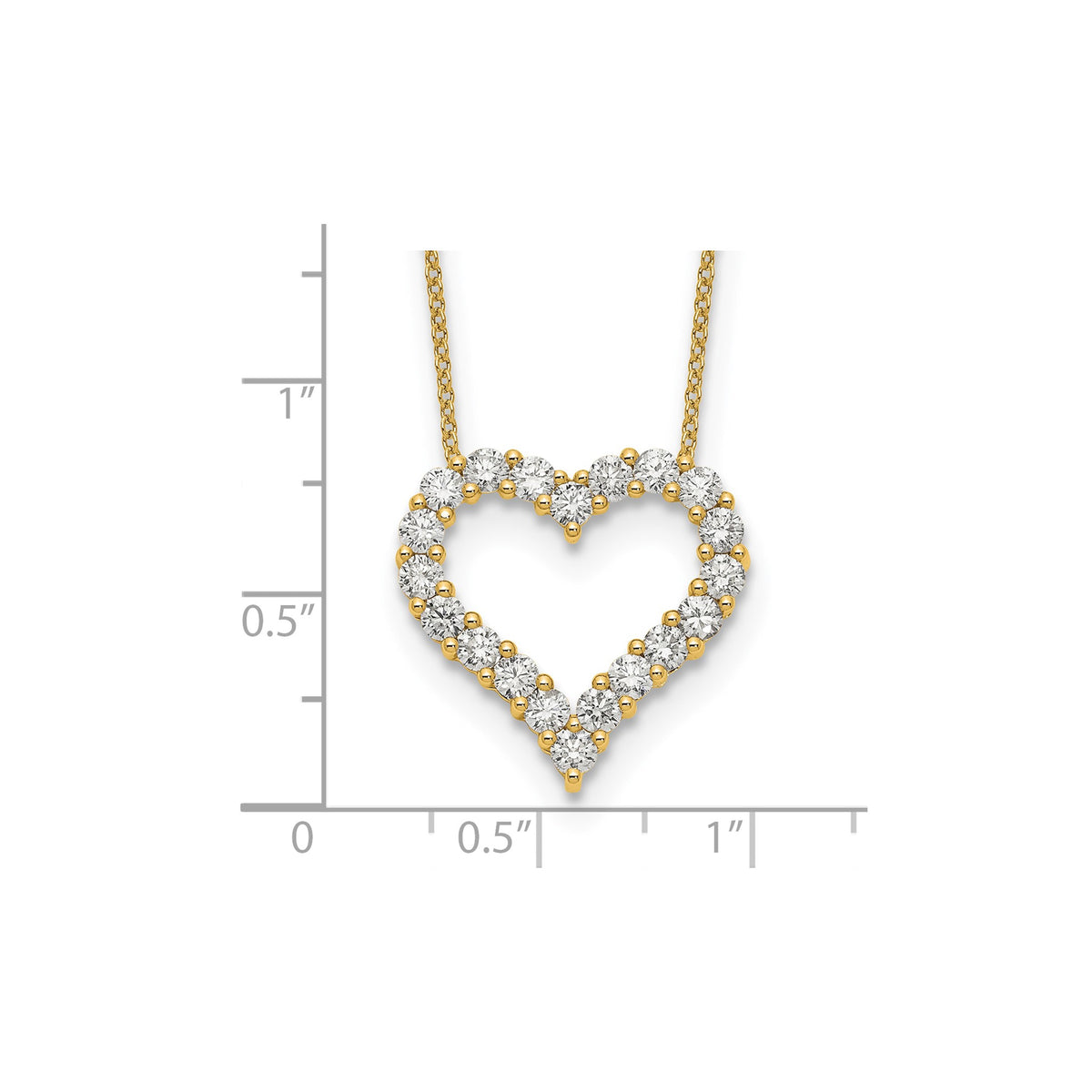 Lab-Grown Diamond Open Heart Necklace in 14K Yellow Gold (1 1/2 ct. tw.), 18 Inch - Sophia Jewelers