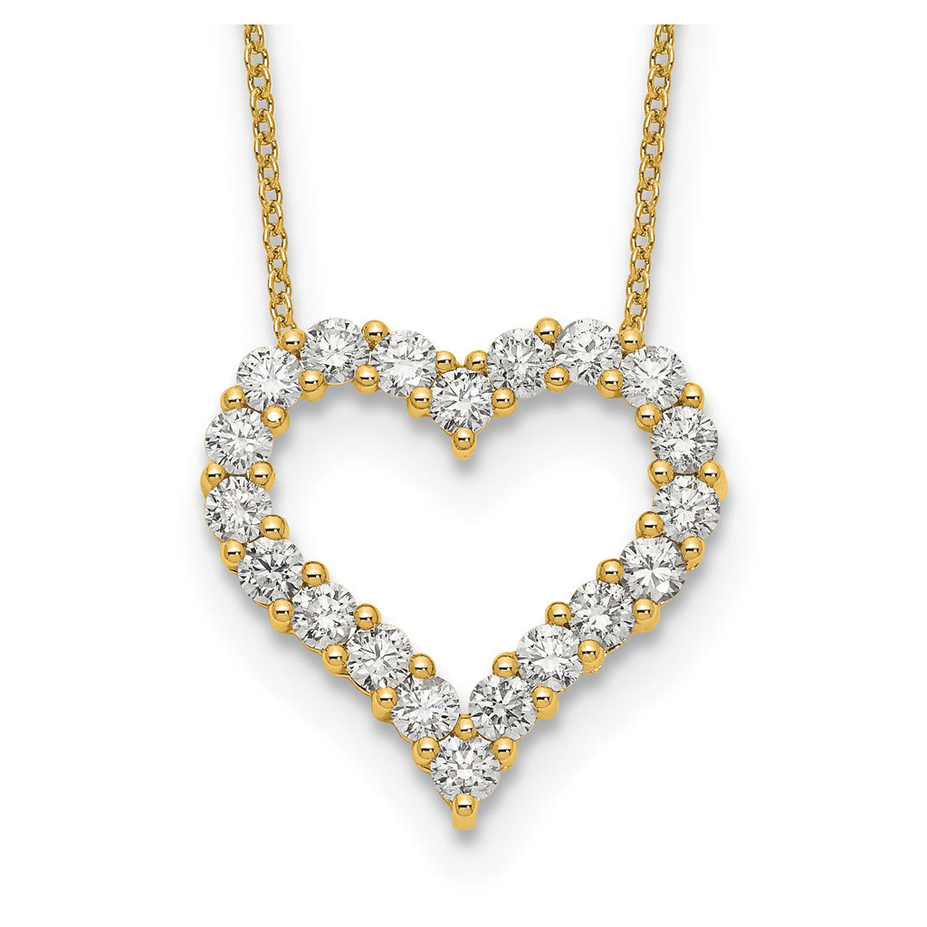 Lab-Grown Diamond Open Heart Necklace in 14K Yellow Gold (1 1/2 ct. tw.), 18 Inch - Sophia Jewelers