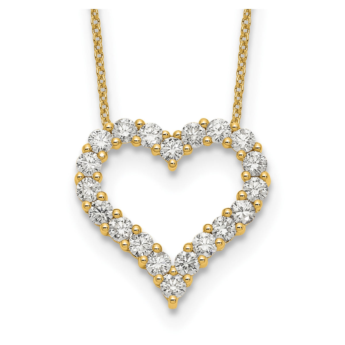 Lab-Grown Diamond Open Heart Necklace in 14K Yellow Gold (1 1/2 ct. tw.), 18 Inch - Sophia Jewelers