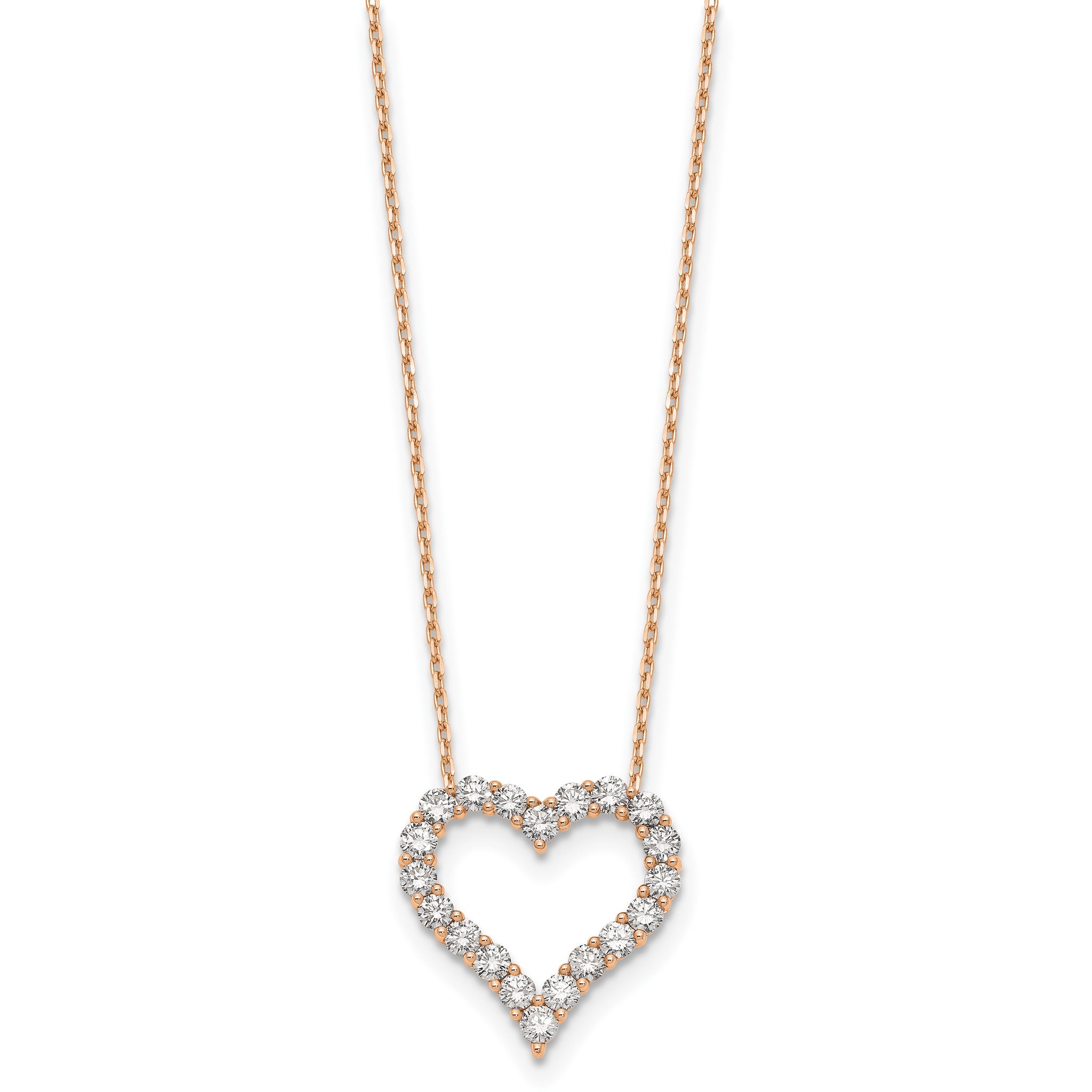 Lab-Grown Diamond Open Heart Necklace in 14K Rose Gold (2 ct. tw.), 18 Inch Secondary image