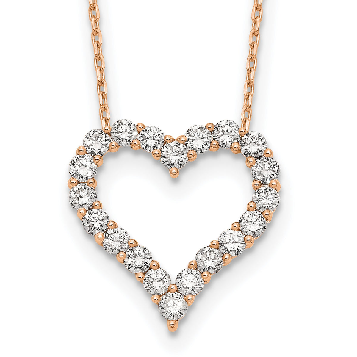 Lab-Grown Diamond Open Heart Necklace in 14K Rose Gold (2 ct. tw.), 18 Inch - Sophia Jewelers Main image