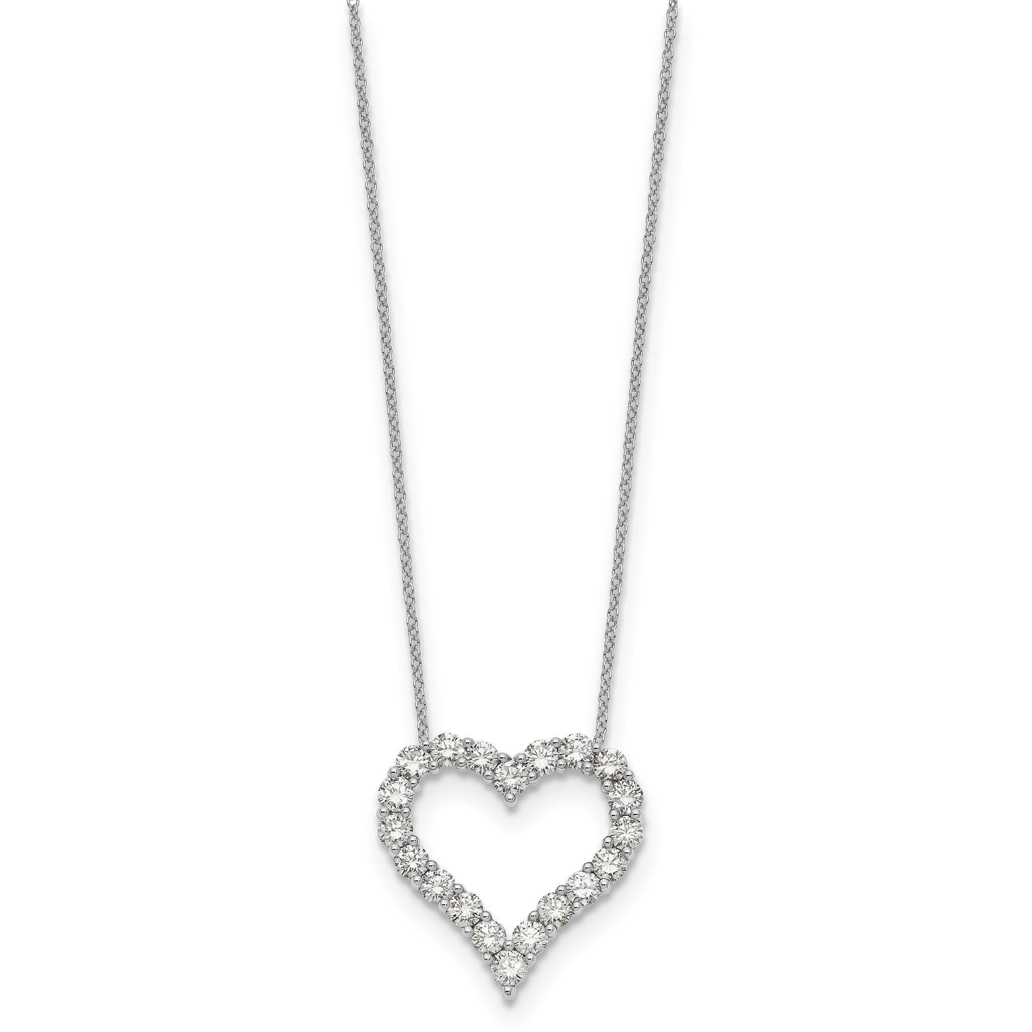 Lab-Grown Diamond Open Heart Necklace in 14K White Gold (2 ct. tw.), 18 Inch Secondary image