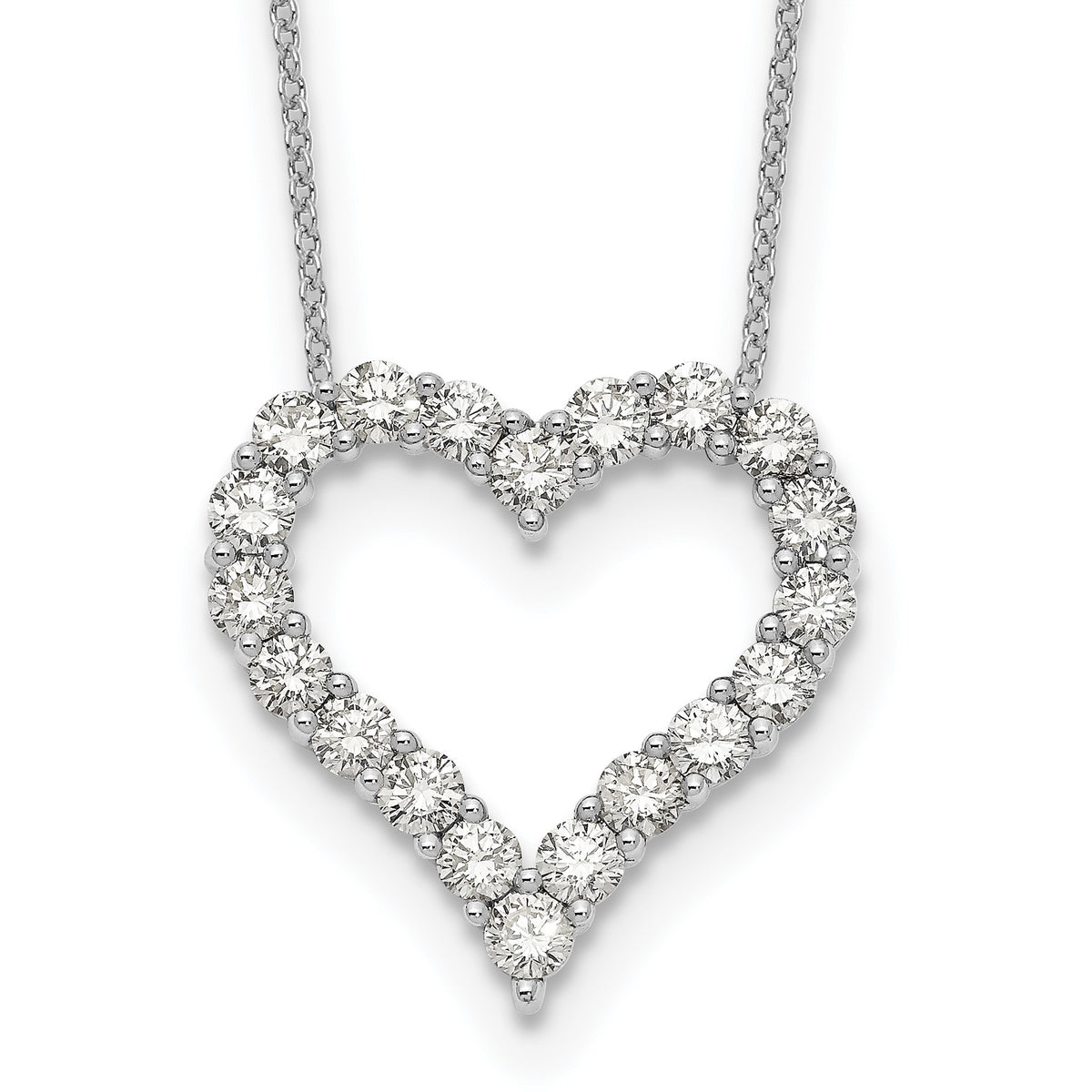 Lab-Grown Diamond Open Heart Necklace in 14K White Gold (2 ct. tw.), 18 Inch - Sophia Jewelers Main image