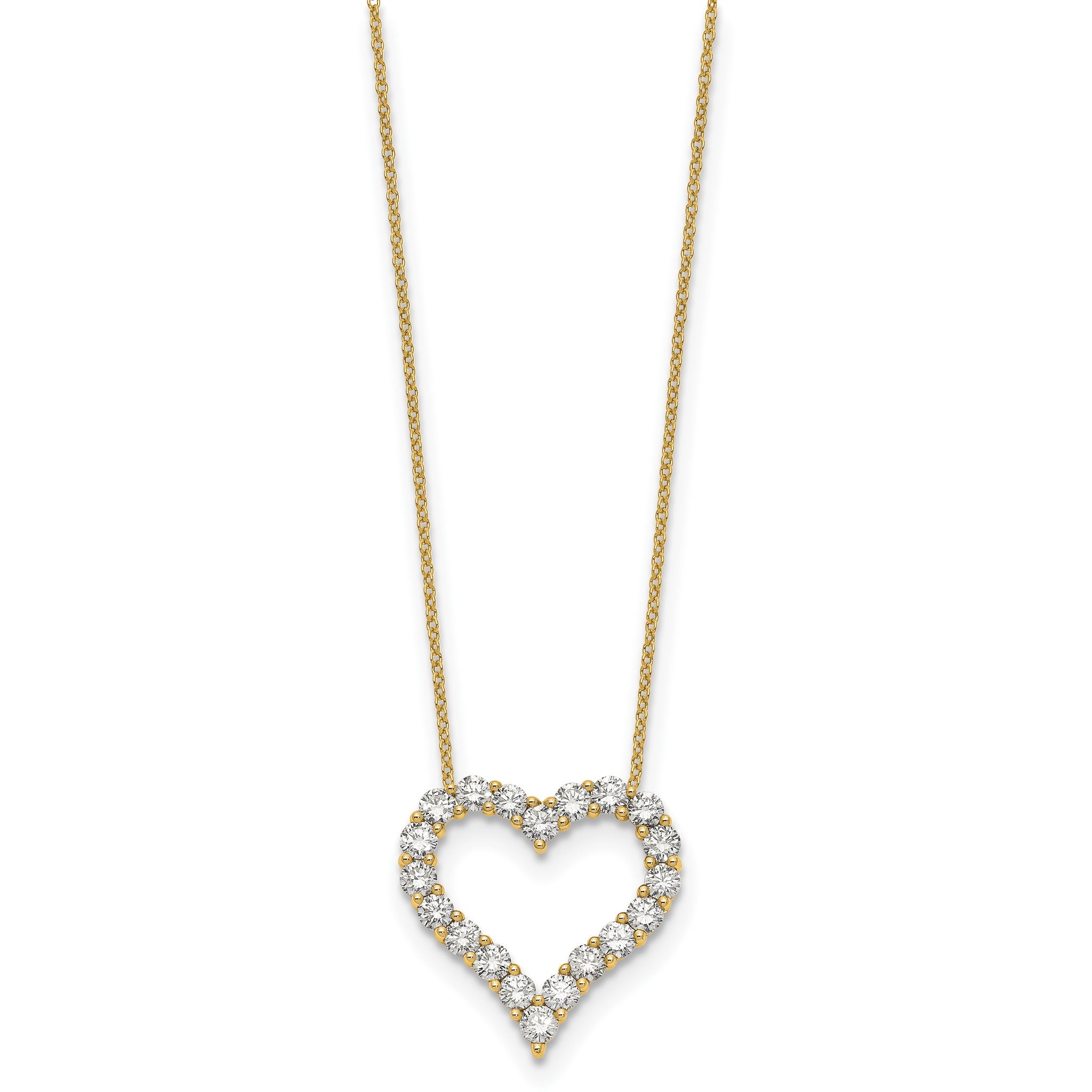 Lab-Grown Diamond Open Heart Necklace in 14K Yellow Gold (2 ct. tw.), 18 Inch Secondary image