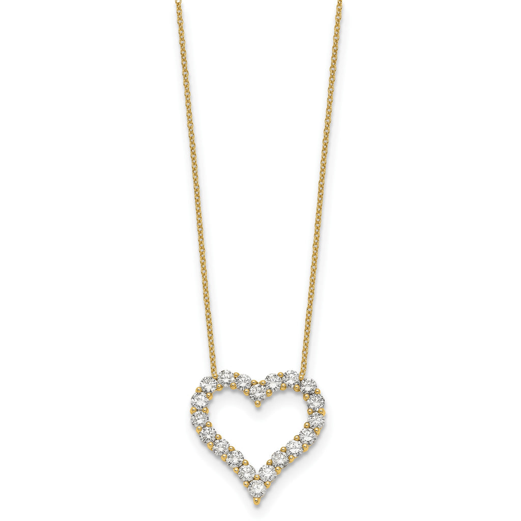 Lab-Grown Diamond Open Heart Necklace in 14K Yellow Gold (2 ct. tw.), 18 Inch - Sophia Jewelers