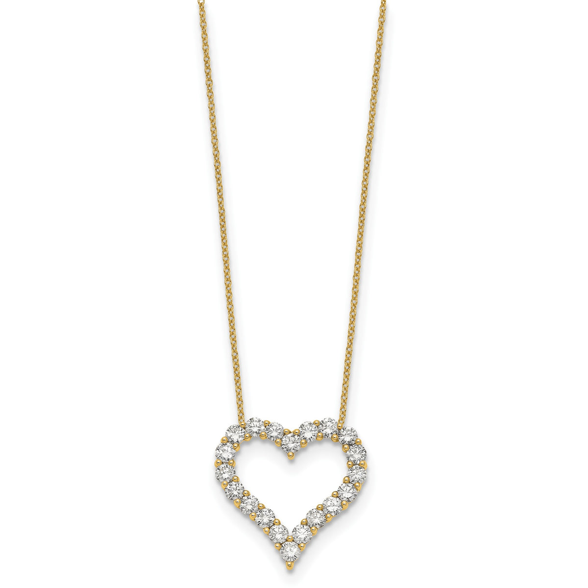 Lab-Grown Diamond Open Heart Necklace in 14K Yellow Gold (2 ct. tw.), 18 Inch - Sophia Jewelers