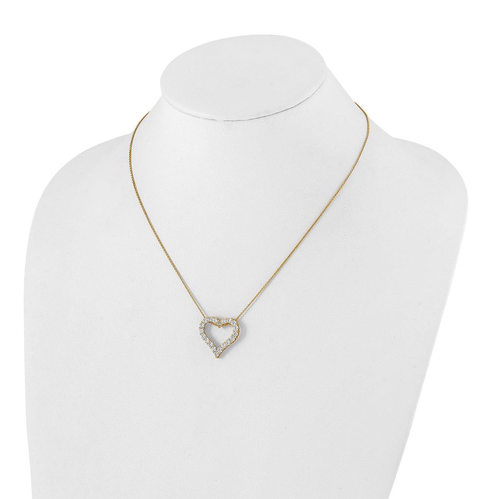 Lab-Grown Diamond Open Heart Necklace in 14K Yellow Gold (2 ct. tw.), 18 Inch - Sophia Jewelers