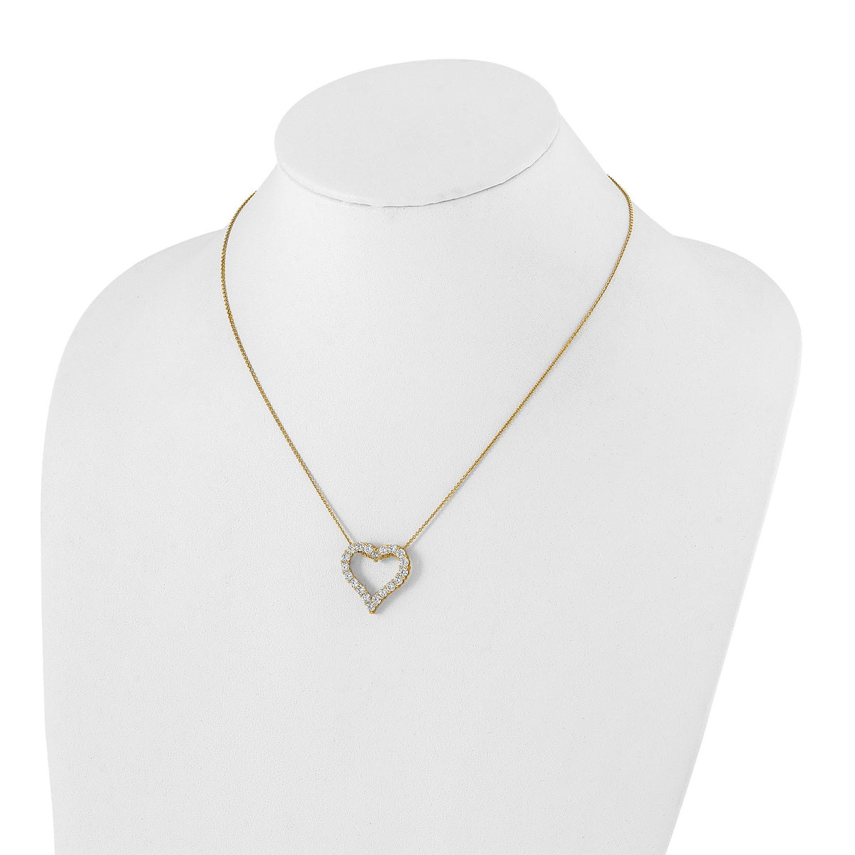 Lab-Grown Diamond Open Heart Necklace in 14K Yellow Gold (2 ct. tw.), 18 Inch - Sophia Jewelers