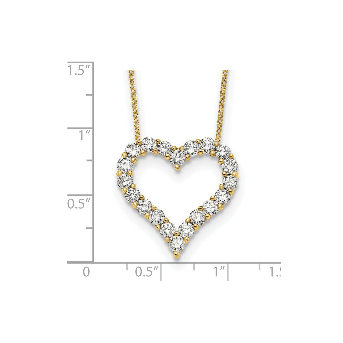 Lab-Grown Diamond Open Heart Necklace in 14K Yellow Gold (2 ct. tw.), 18 Inch - Sophia Jewelers