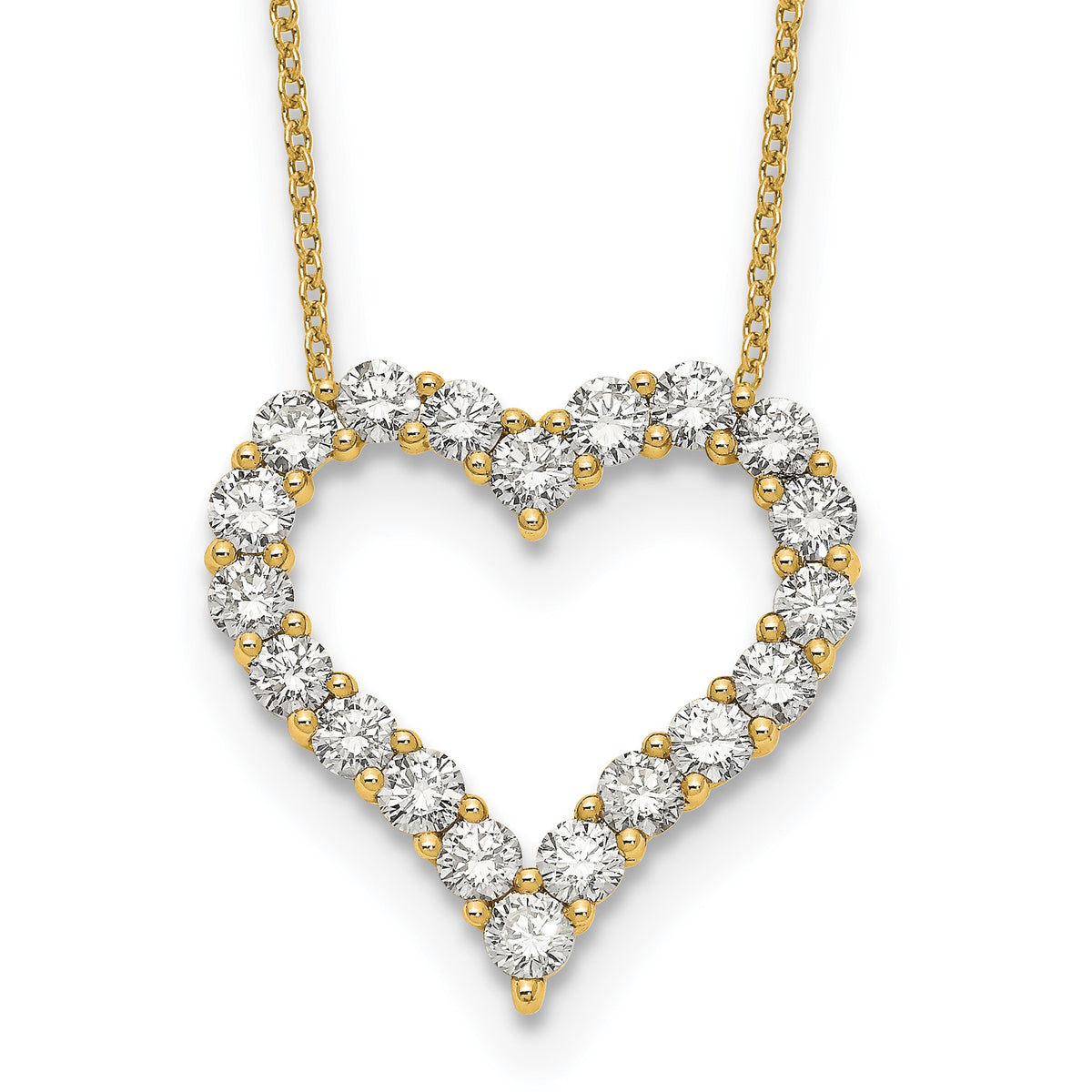 Lab-Grown Diamond Open Heart Necklace in 14K Yellow Gold (2 ct. tw.), 18 Inch - Sophia Jewelers