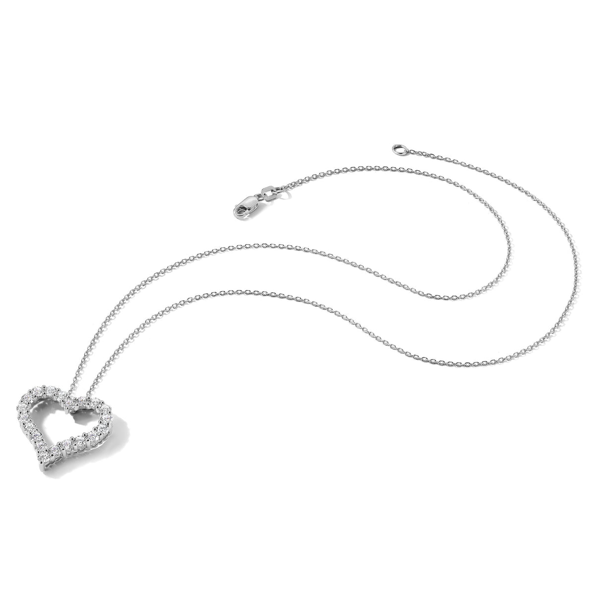 Lab-Grown Diamond Hearts Necklace in 14K Rose Gold, 2.3mm (1 ct. tw.), 18 Inch - Sophia Jewelers