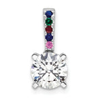 14K White Gold Lab Grown VS/SI+ G+ Dia and Multi Gemstone Semi-Mount Pendan