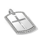 Lab-Grown Diamond Cross Dog Tag Pendant in 14K White Gold, 31mm (3/4 ct. tw.) - Sophia Jewelers