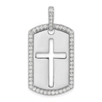 Lab-Grown Diamond Cross Dog Tag Pendant in 14K White Gold, 31mm (3/4 ct. tw.) - Sophia Jewelers