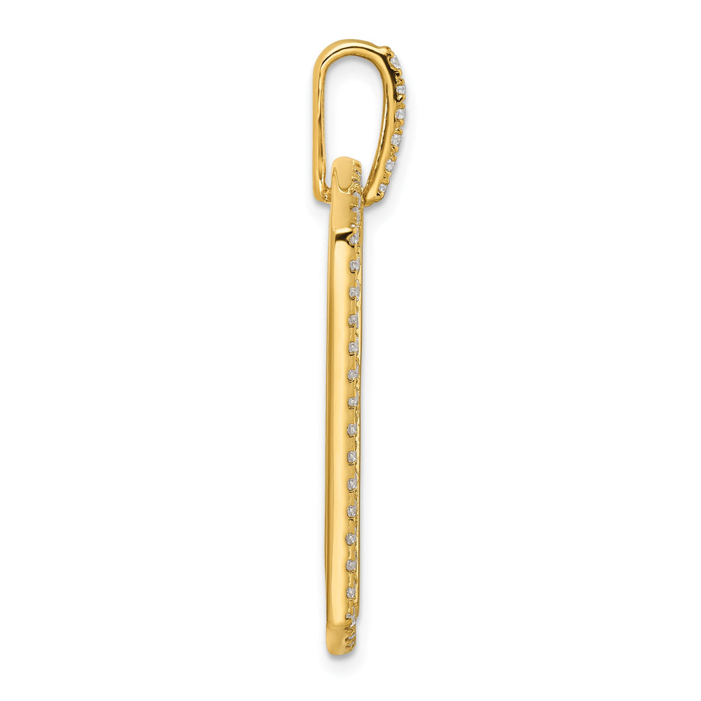 Lab-Grown Diamond Cross Dog Tag Pendant in 14K Yellow Gold, 31mm (3/4 ct. tw.) - Sophia Jewelers