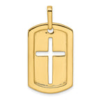 Lab-Grown Diamond Cross Dog Tag Pendant in 14K Yellow Gold, 31mm (3/4 ct. tw.) - Sophia Jewelers