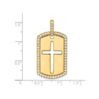 Lab-Grown Diamond Cross Dog Tag Pendant in 14K Yellow Gold, 31mm (3/4 ct. tw.) - Sophia Jewelers