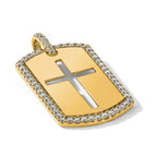 Lab-Grown Diamond Cross Dog Tag Pendant in 14K Yellow Gold, 31mm (3/4 ct. tw.) - Sophia Jewelers