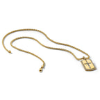 Lab-Grown Diamond Cross Dog Tag Pendant in 14K Yellow Gold, 31mm (3/4 ct. tw.) - Sophia Jewelers