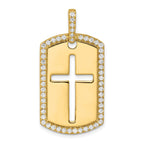 Lab-Grown Diamond Cross Dog Tag Pendant in 14K Yellow Gold, 31mm (3/4 ct. tw.) - Sophia Jewelers