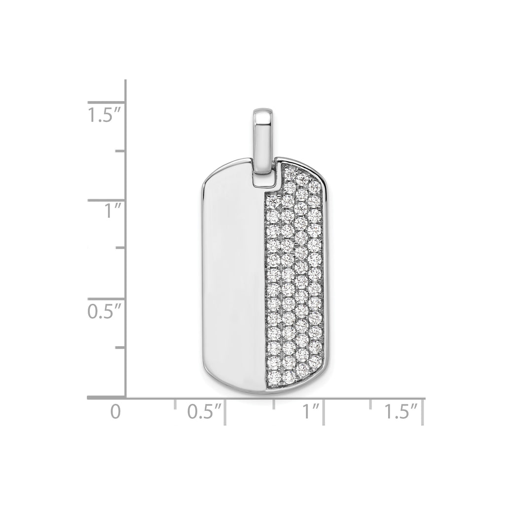 Lab-Grown Diamond Dog Tag Pendant in 14K White Gold, 30mm (1 ct. tw.) - Sophia Jewelers