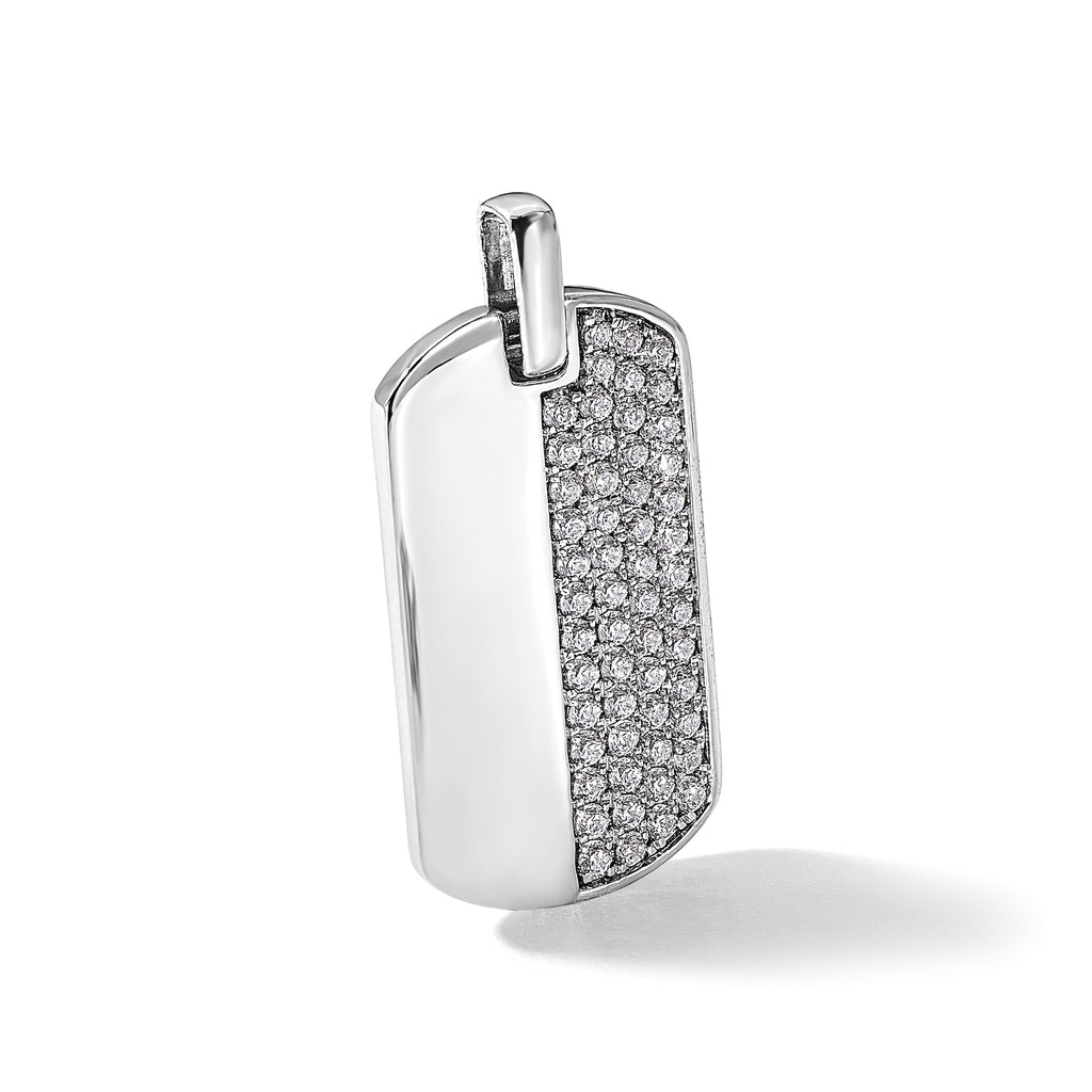 Lab-Grown Diamond Dog Tag Pendant in 14K White Gold, 30mm (1 ct. tw.) - Sophia Jewelers