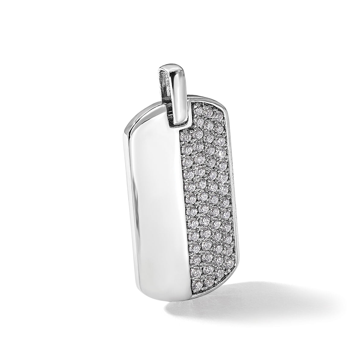 Lab-Grown Diamond Dog Tag Pendant in 14K White Gold, 30mm (1 ct. tw.) - Sophia Jewelers
