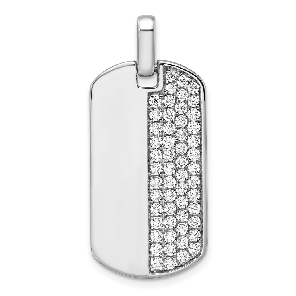 Lab-Grown Diamond Dog Tag Pendant in 14K White Gold, 30mm (1 ct. tw.) - Sophia Jewelers