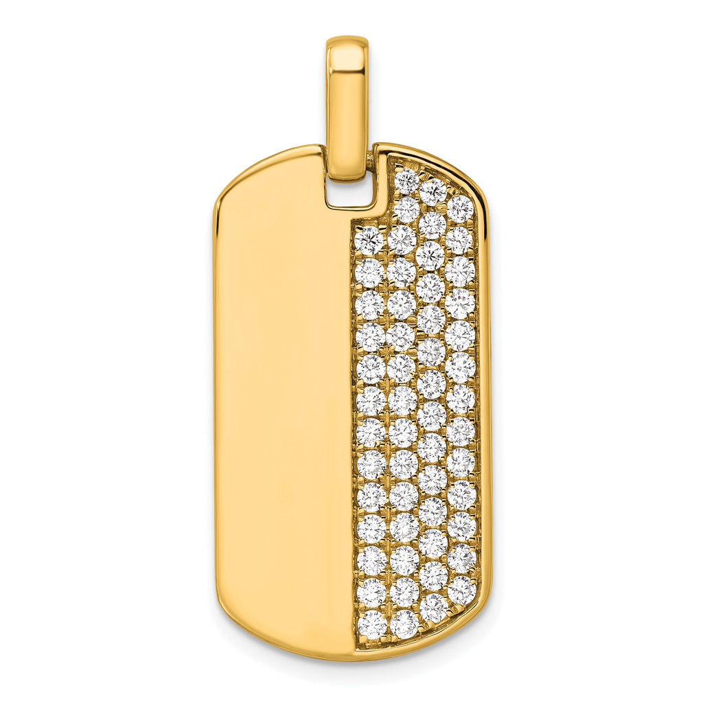 Lab-Grown Diamond Dog Tag Pendant in 14K Yellow Gold, 30mm (1 ct. tw.) - Sophia Jewelers