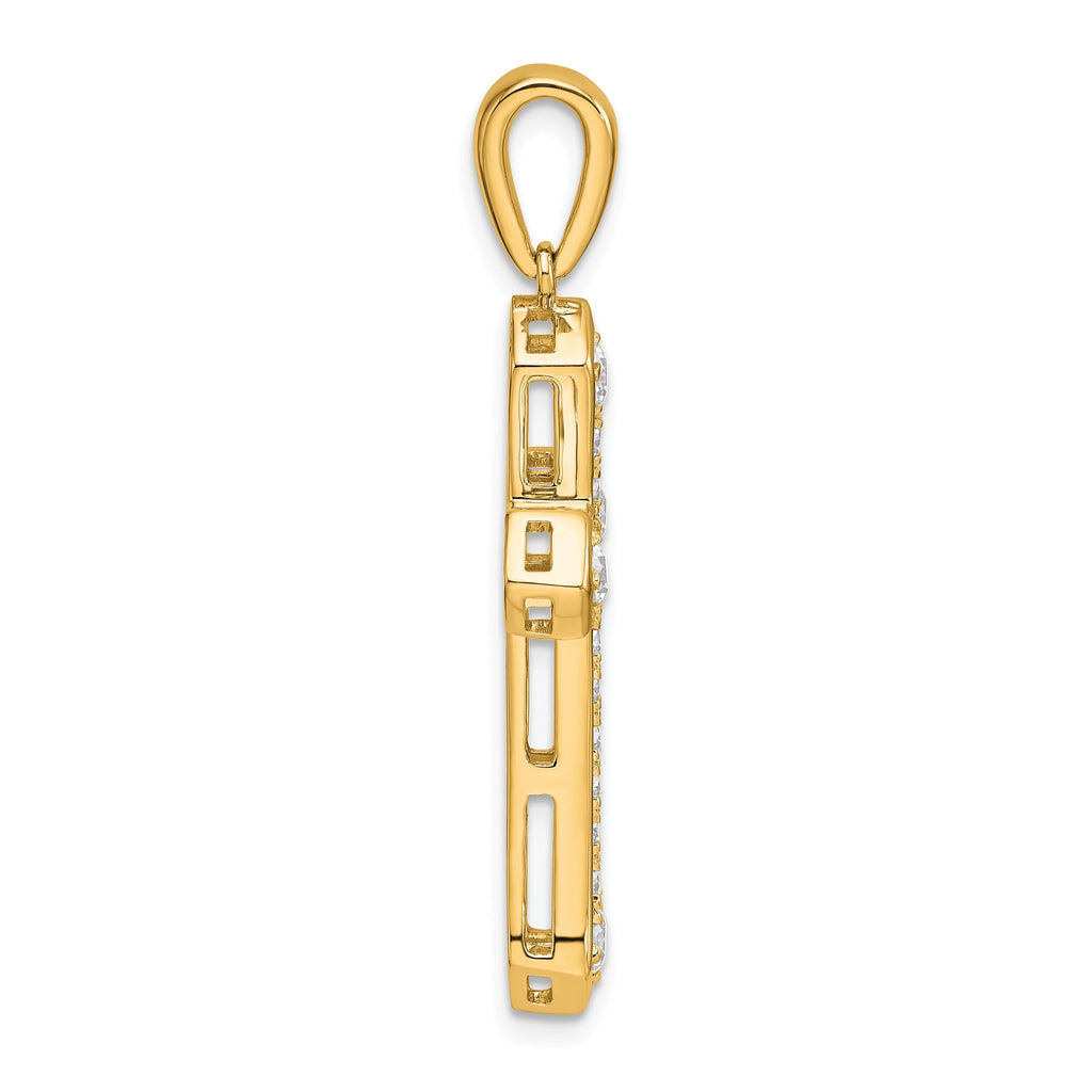 Lab-Grown Diamond Cross Pendant in 14K Yellow Gold, 30mm (3/4 ct. tw.) - Sophia Jewelers
