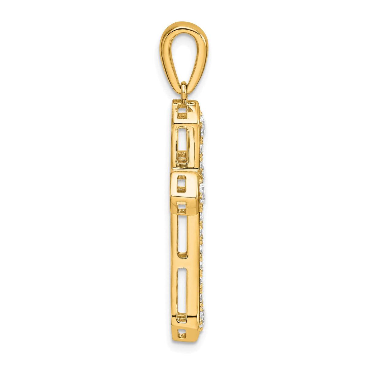 Lab-Grown Diamond Cross Pendant in 14K Yellow Gold, 30mm (3/4 ct. tw.) - Sophia Jewelers