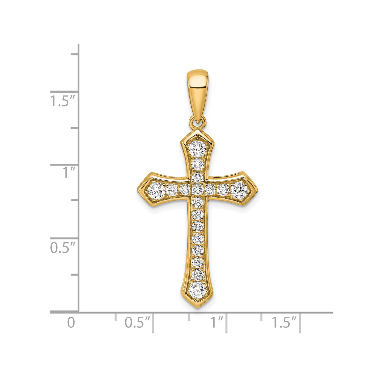 Lab-Grown Diamond Cross Pendant in 14K Yellow Gold, 30mm (3/4 ct. tw.) - Sophia Jewelers