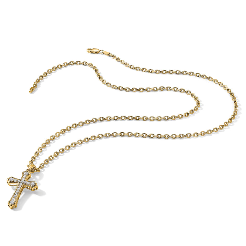 Lab-Grown Diamond Cross Pendant in 14K Yellow Gold, 30mm (3/4 ct. tw.) - Sophia Jewelers